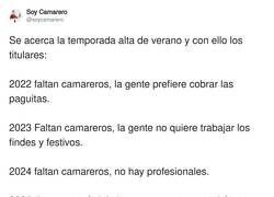Enlace a Se vienen las excusas de la hostelería, por @soycamarero