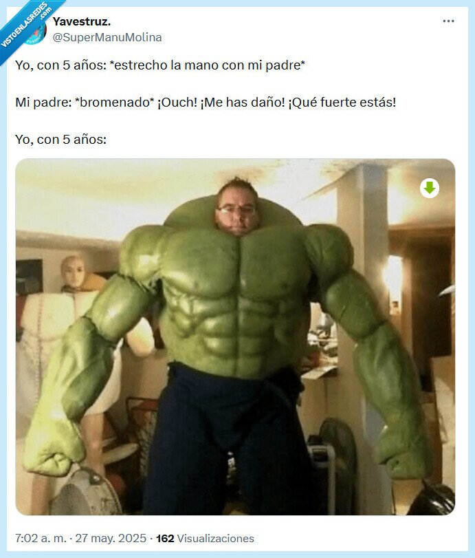 mano,padre,broma,estrechar,fuerte,hulk