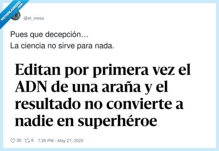 decepción,ciencia,spiderman,adn