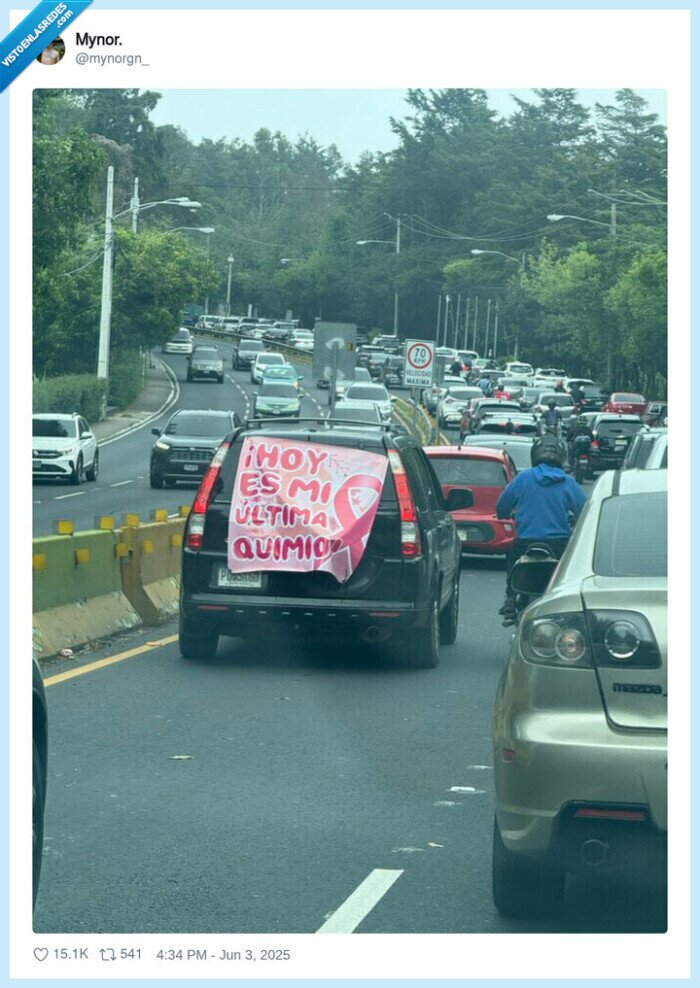 ultima quimio,cartel,coche,carretera