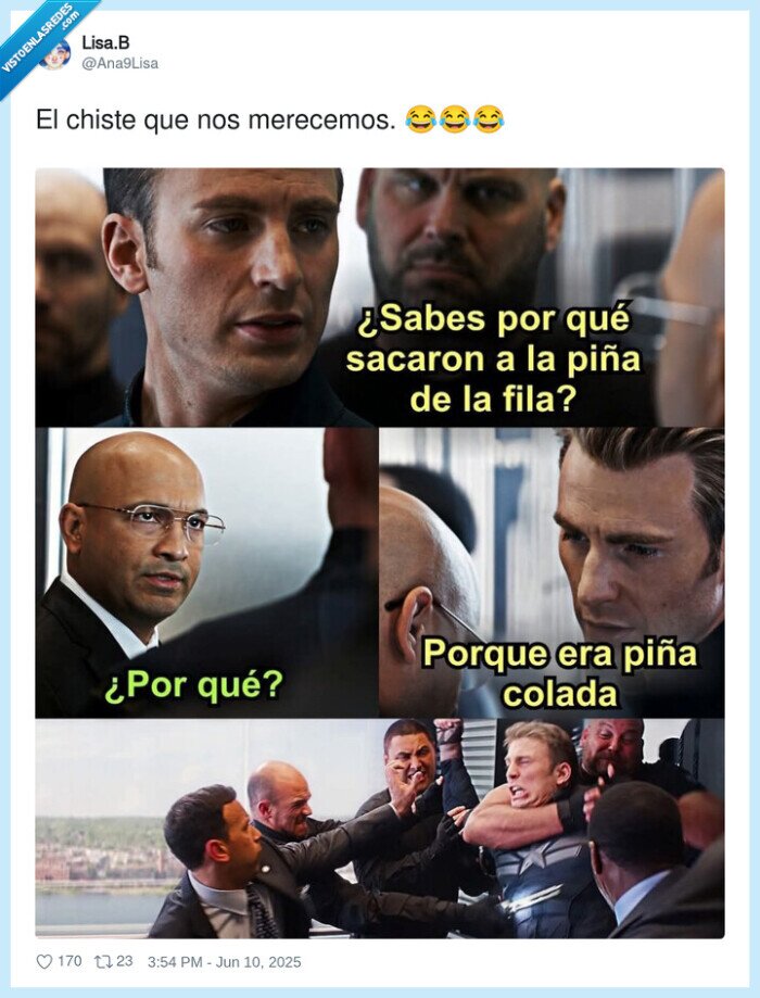 capitán america,chistaco,piña colada,fila