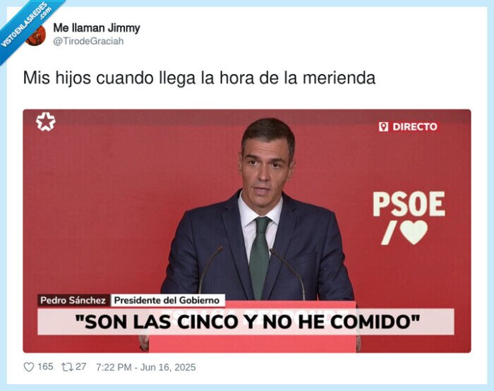 merienda,no he comido,cinco,pedro sanchez,hijos