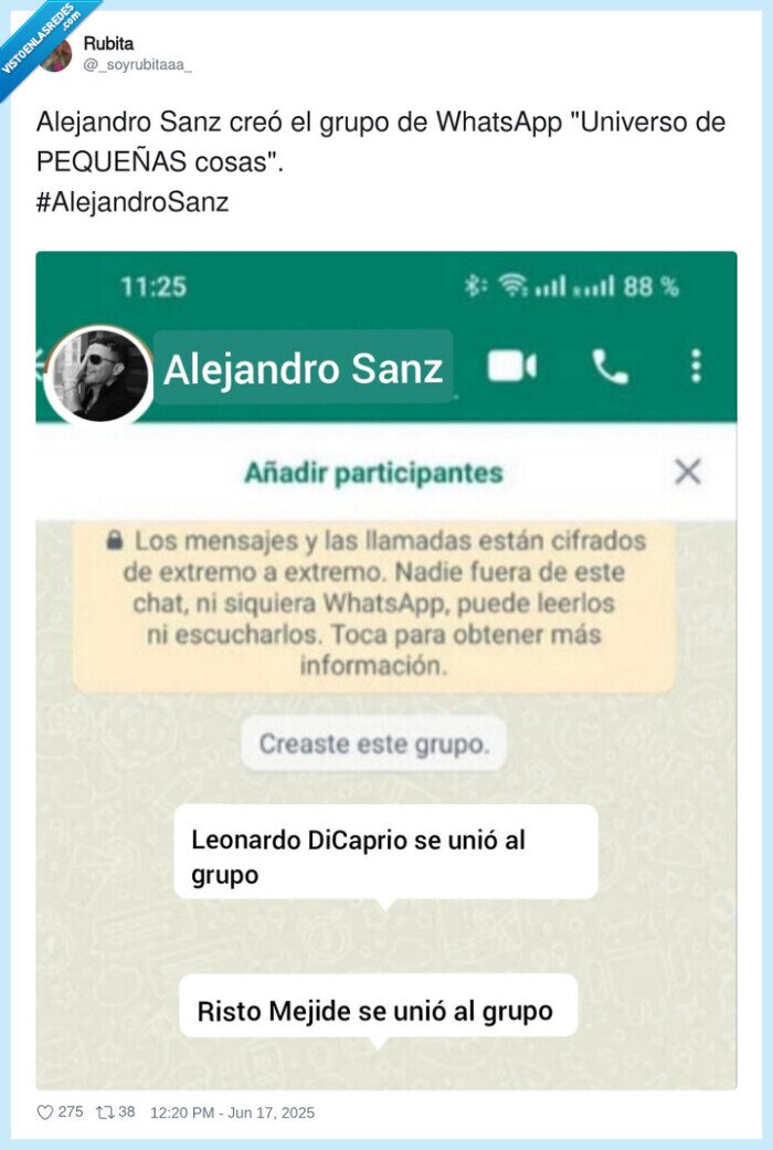 alejandro sanz,pequeñas,risto mejide,leonardo dicaprio,whatsapp,grupo,jovencitas