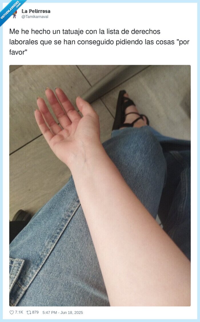 conseguido,derechos laborales,pedir,tatuaje,brazo