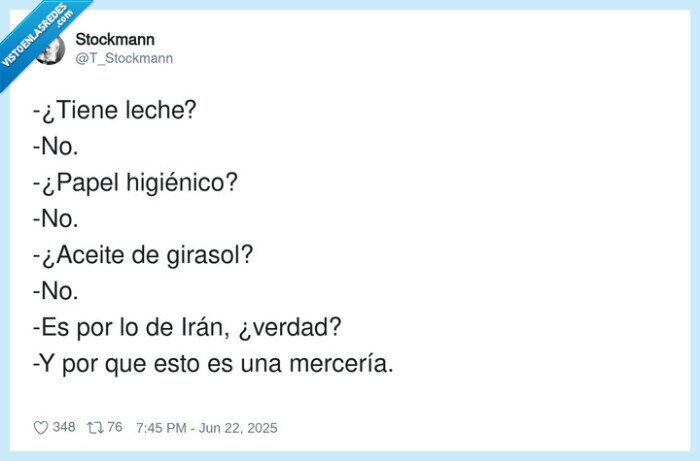 papel higiénico,mercería,girasol,aceite,irán