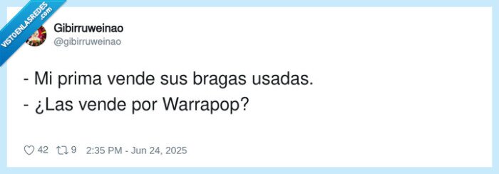 warrapop,bragas,usadas,vender
