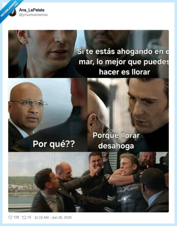salvarse,llorar,mar,capitan america