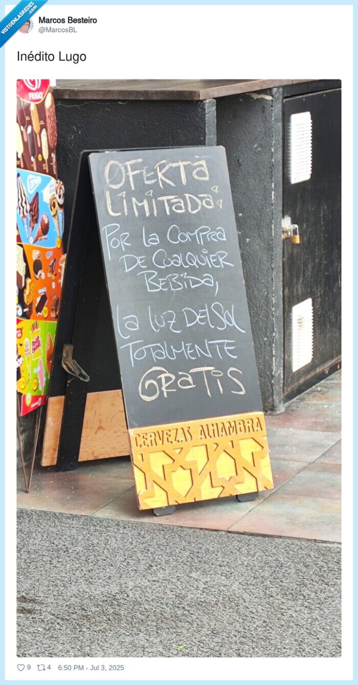 inédito,lugo,oferta,cartel,sol,gratis,bar