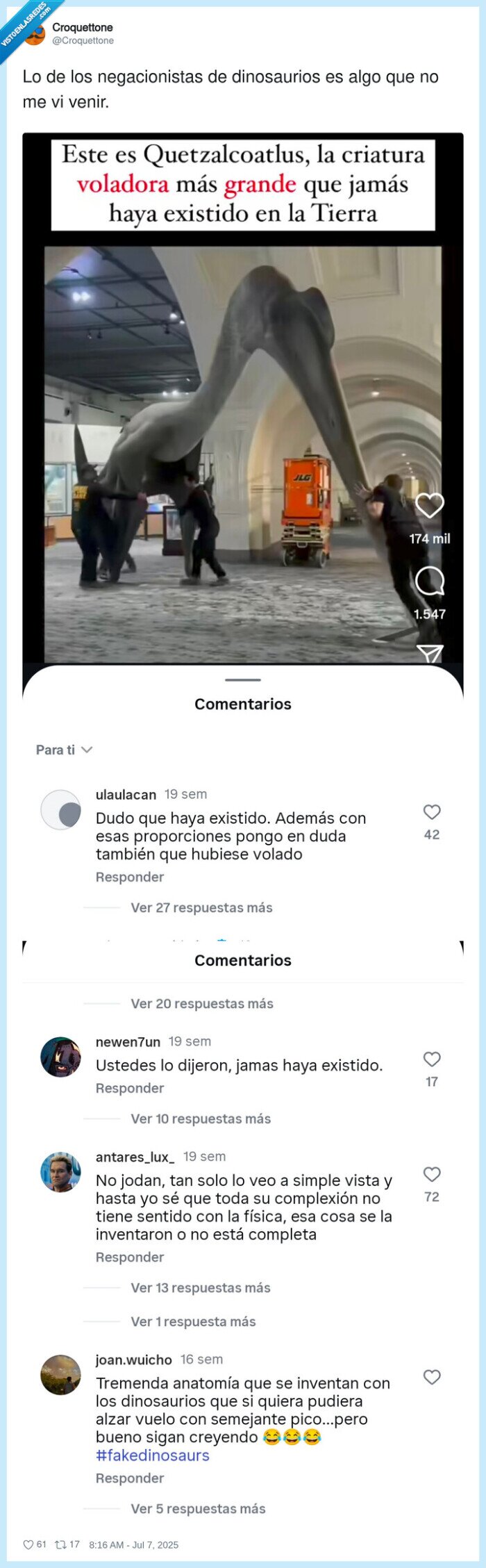 negacionistas,dinosaurios,comentarios