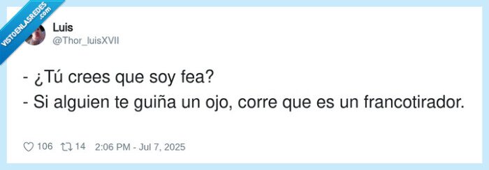 francotirador,fea,guiña,ojo