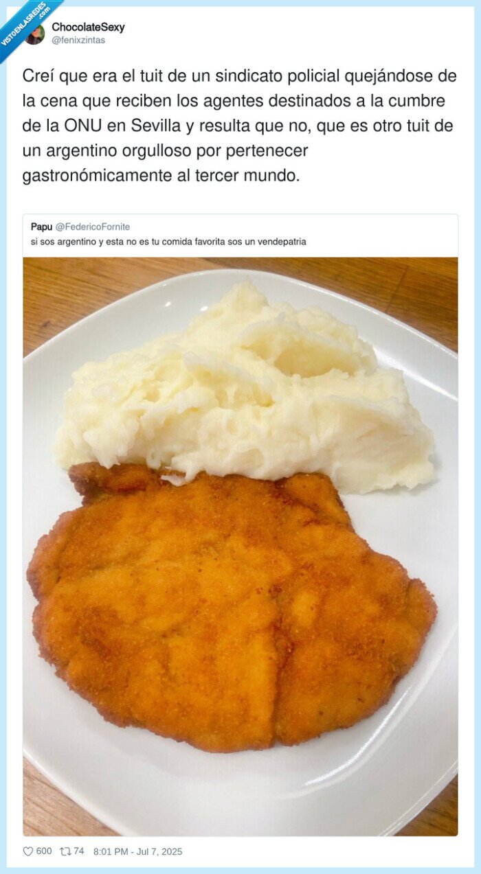 milanesa,pollo rebozado,puré de patata,argentina