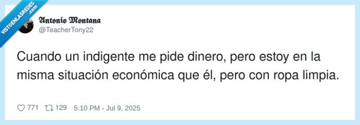 situación económica,indigente,dinero,ropa limpia