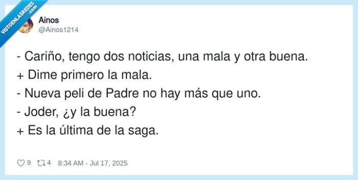 noticias,cariño,primero,última,buena,pelicula,padre no hay mas que uno