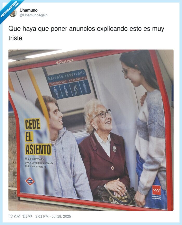 ceder,asiento,metro,anuncios,triste