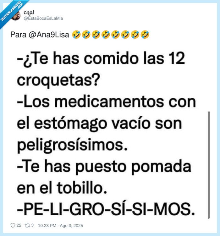 croquetas,comer,estomago vacio,peligro,tobillo