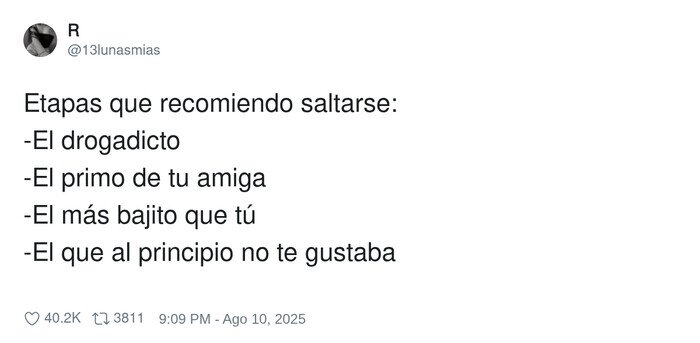 recomendar,drogadicto,saltarse,gustar,etapas