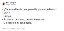 Enlace a La peor pesadilla para un judío con TDAH, por @Miss_Antropica