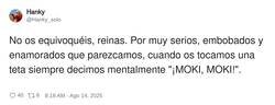 Enlace a ¡MOKI, MOKI!, por @Hanky_solo