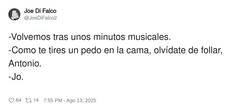 Enlace a Qué romántico, Antonio, por @JoeDiFalco2
