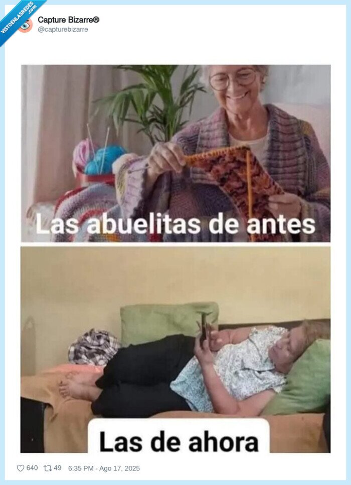 abuelas,antes,ahora,moviles,tejer