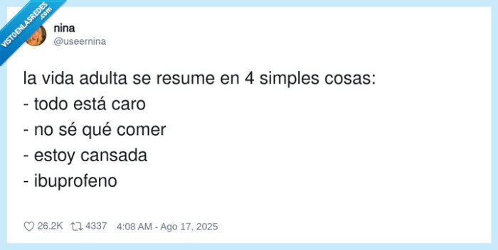 ibuprofeno,cansada,vida adulta,resumen