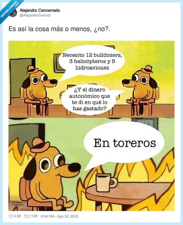 this is fine,perro,presupuesto,incendio