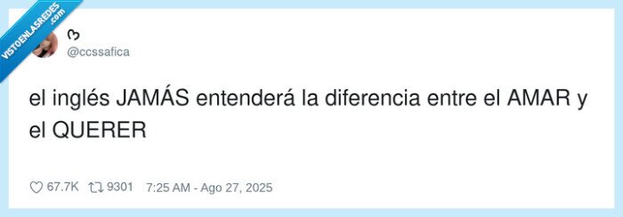 diferencia,inglés,querer,amar