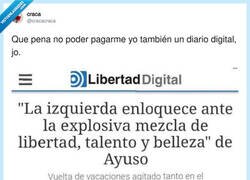 Enlace a A Ayuso le sobró dinero de las vacaciones y lo gastó en Libertad Digital, por @cracacraca
