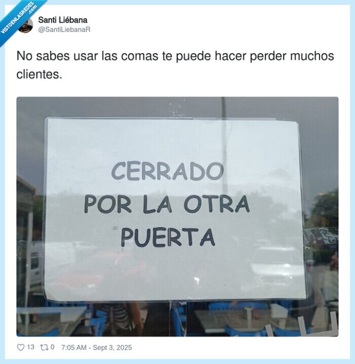 clientes,puerta,cartel,comas