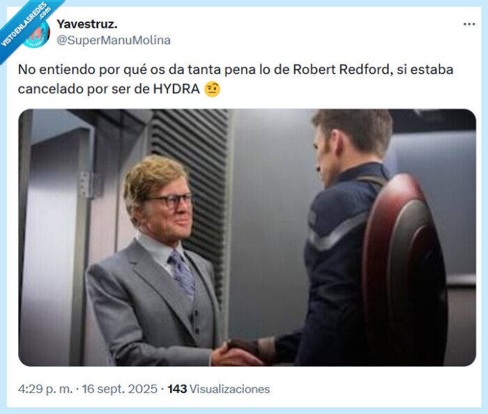 robert redford,capitán américa,marvel,hydra,cancelado