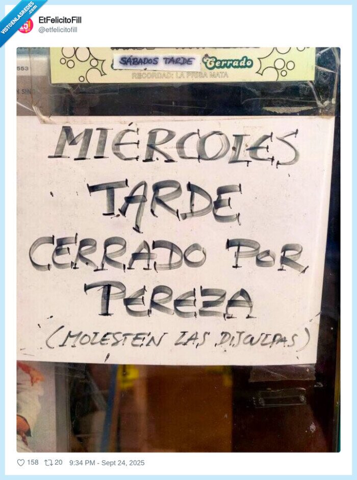 cartel,miercoles,tarde,cerrado,pereza