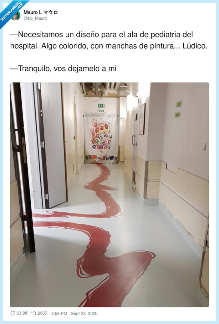 pasillos,suelo,mancha,sangre,rojo,pediatria,colorido,hospital