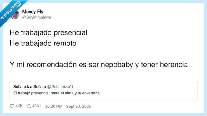 recomendación,presencial,trabajo,nepobaby,herencia,remoto