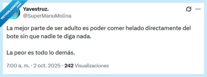 adulto,helado,comer,bueno,malo