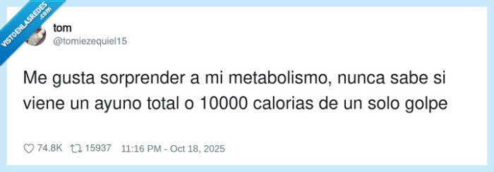 metabolismo,sorprender,calorias,gustar