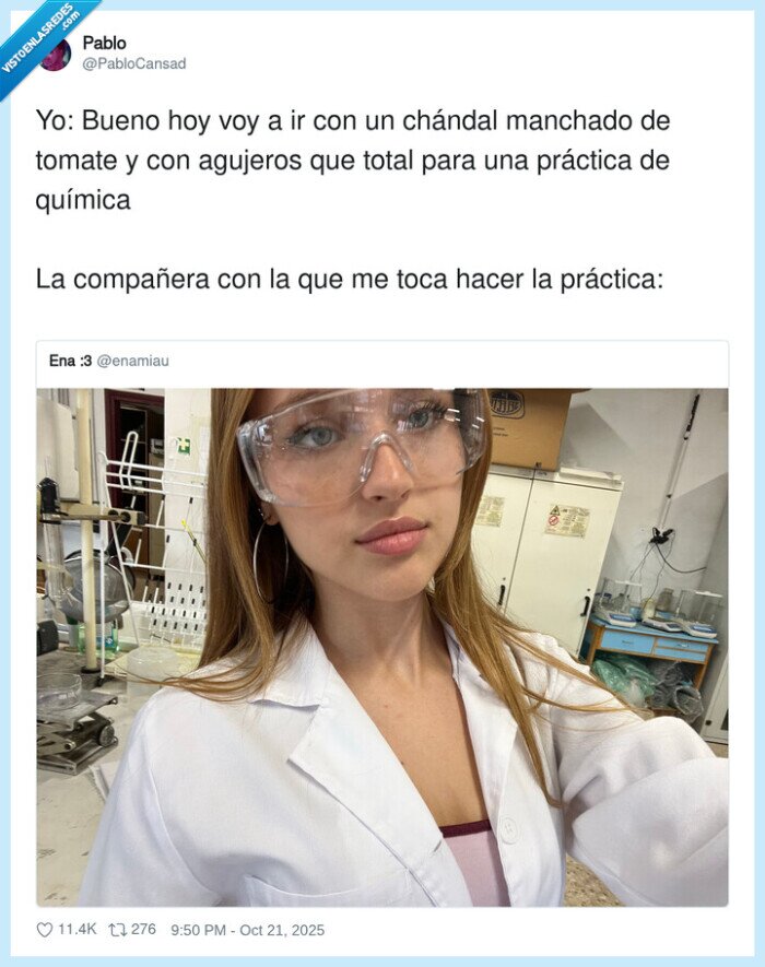 compañera,práctica,chándal,química,agujeros