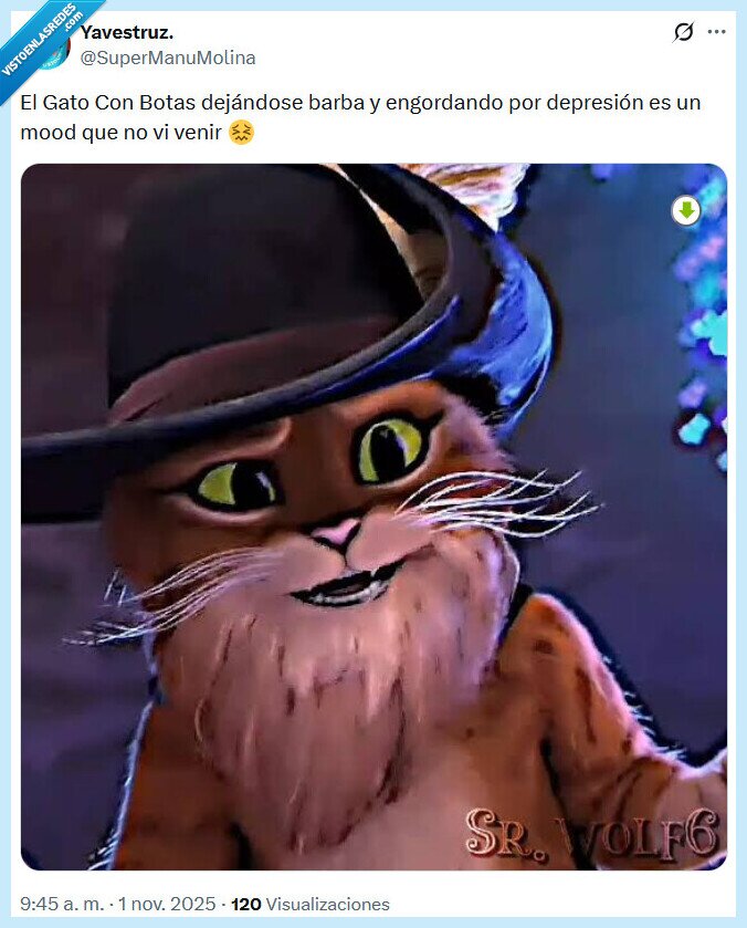 gato con botas,shrek,barba,depresión