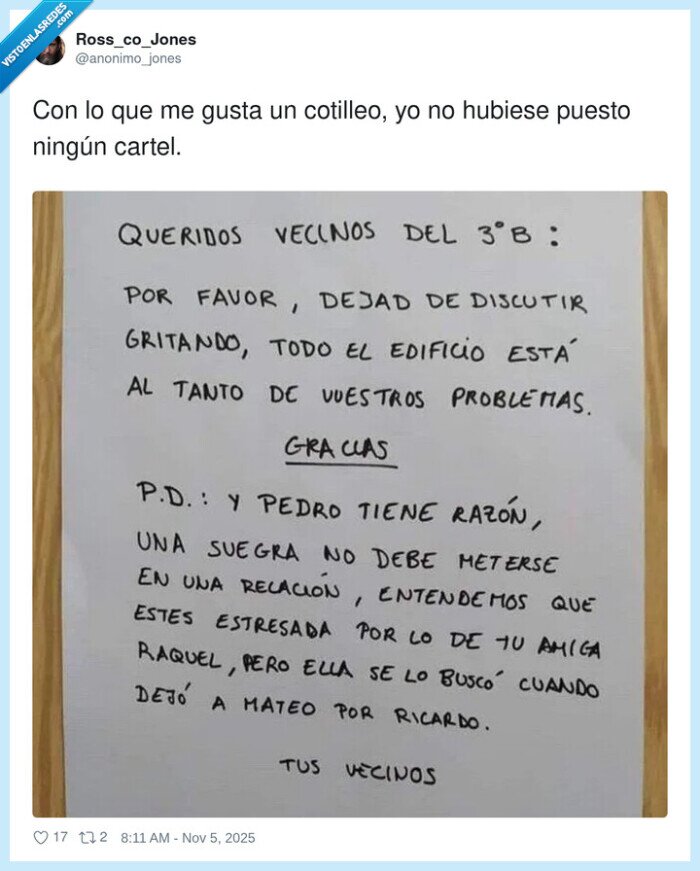 cotilleo,vecinos,cartel