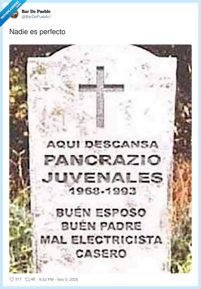 tumba,mal electricista casero,lapida,pancrazio juvenales