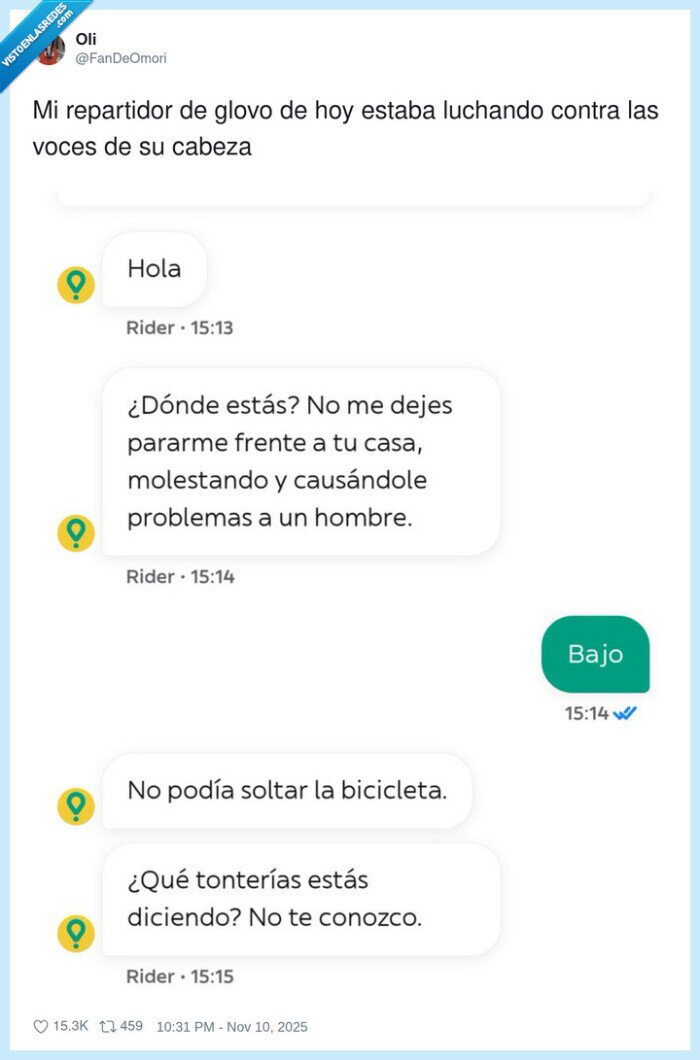 repartidor,luchando,cabeza,glovo