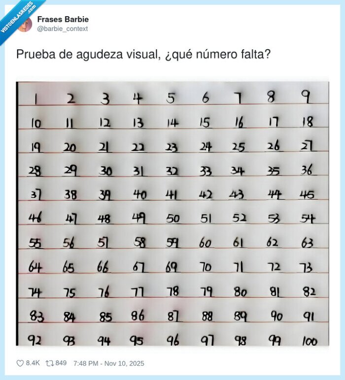 agudeza visual,número,prueba,faltar