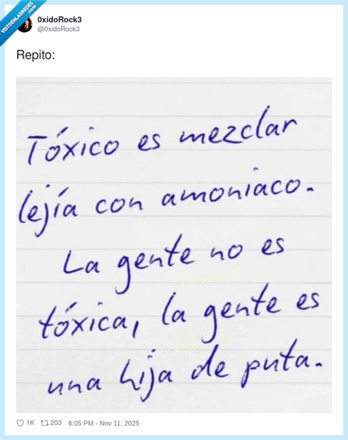 toxico,gente mala,lejia,amoniaco,hdp