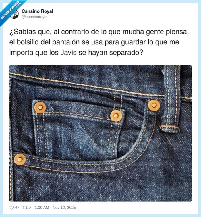javis,pantalón,separación,bolsillo,importar
