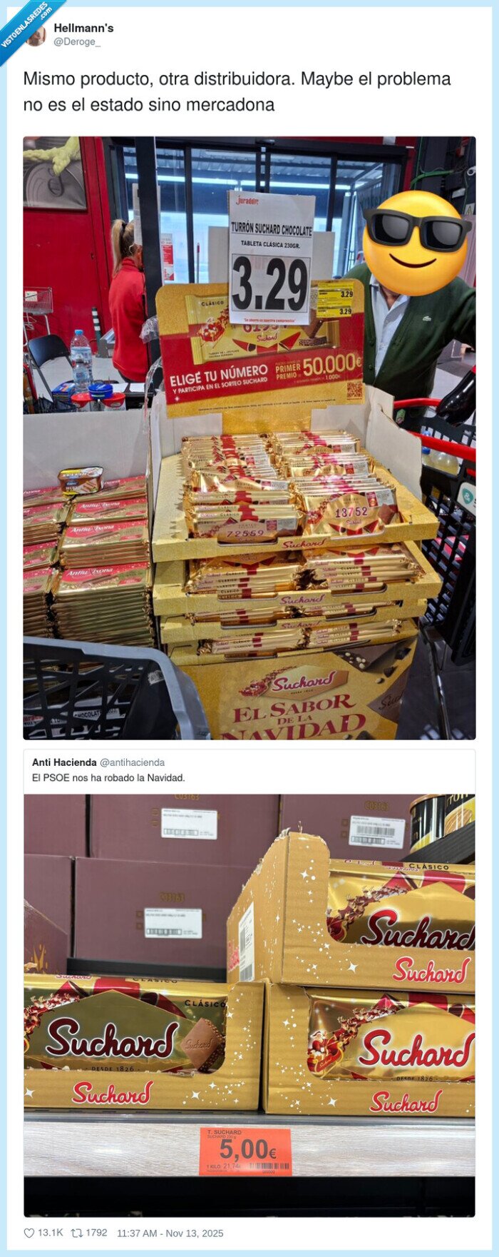 Suchard,precios,supermercado,Navidad,precio,robo,Mercadona