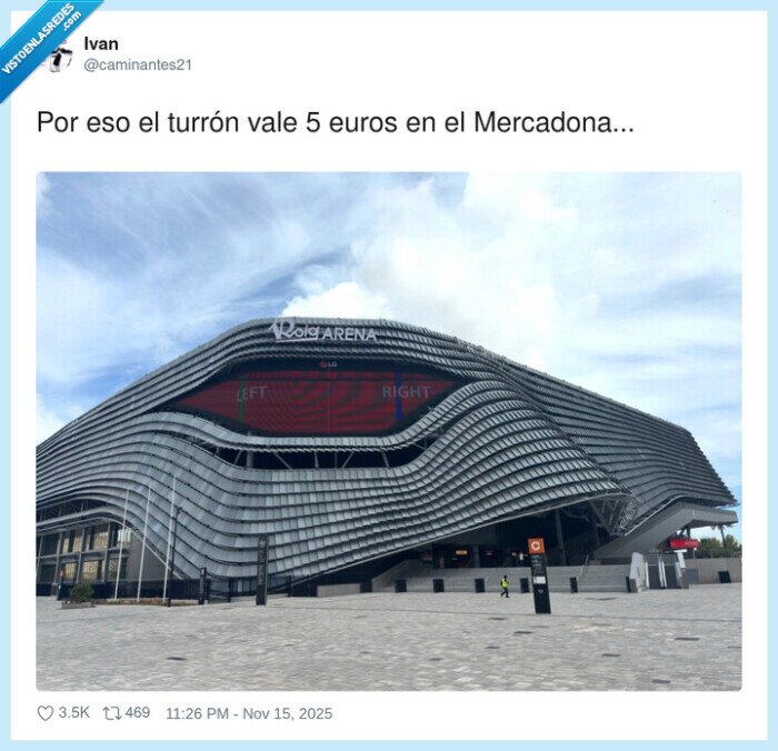turrón,Mercadona,Vodafone Arena,precio,arquitectura