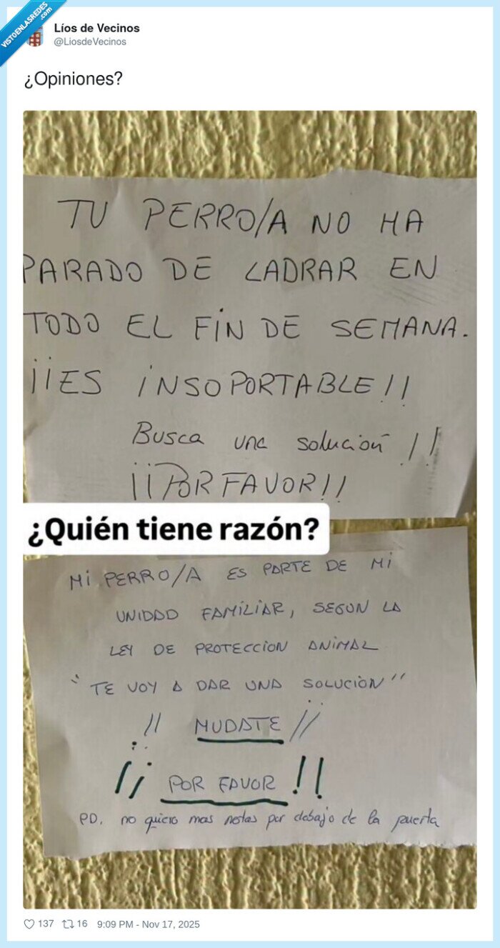 vecinos,perro,ruido,mudanza,notas