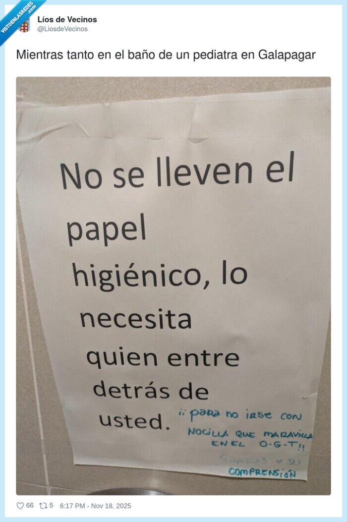 papel higiénico,baño,pediatra,Galapagar,mensaje