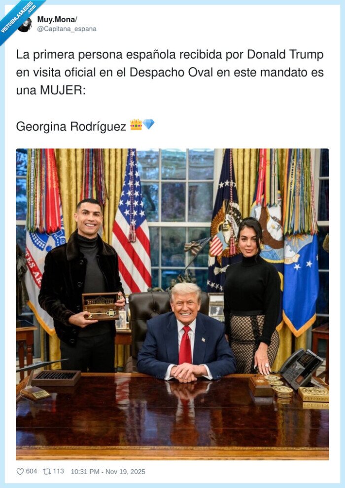 Georgina Rodríguez,Despacho Oval,Donald Trump,Cristiano Ronaldo,Mujer Española