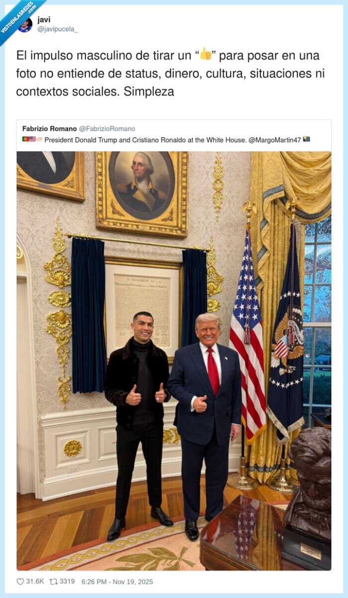Casa Blanca,Cristiano Ronaldo,Donald Trump,pulgar arriba,simpleza