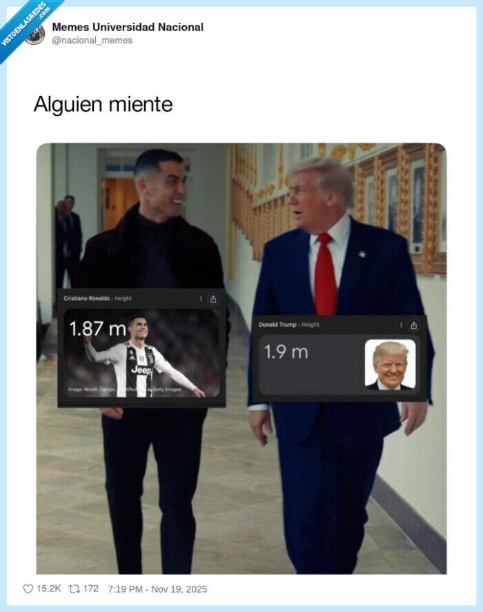 Cristiano Ronaldo,Donald Trump,alturas,comparación